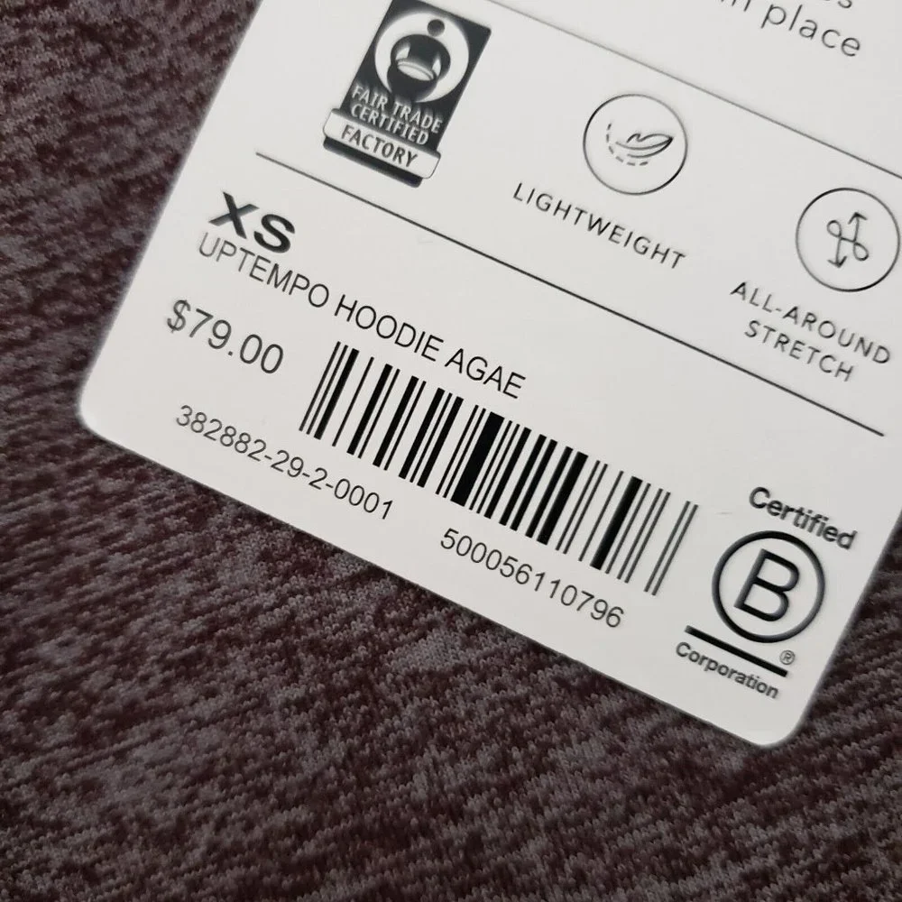 Athleta Uptempo Hoodie Sweatshirt Aubergine Heathered Purple NWT - Picture 11 of 14